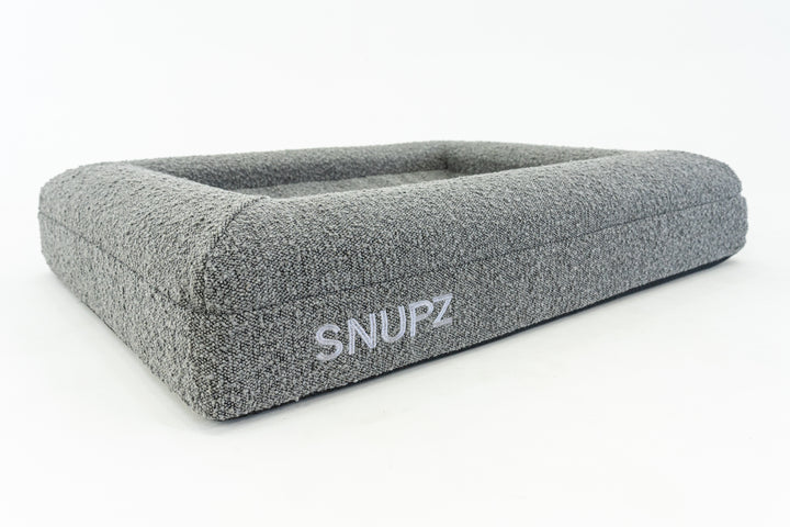 SNUPZ Luxury Orthopedic grey boucle dog bed